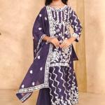 Girls Embroidered Sharara Suit Set with Kurti and Dupatta