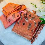 Designer Orange Silk Saree For Women