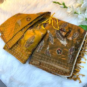 Designer Yellow Silk Saree For Women
