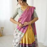 Vibrant Multicolor Handcrafted Lehenga Choli Set with Tribal Horse Print – Festive & Wedding Wear for Women