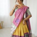 Vibrant Multicolor Handcrafted Lehenga Choli Set with Tribal Horse Print – Festive & Wedding Wear for Women