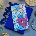Blue Cotton Saree with Printed Blouse – Soft & Breathable Fabric