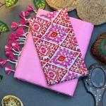 Light Pink Cotton Saree with Printed Blouse – Soft & Breathable Fabric