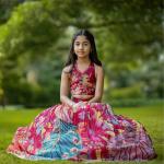 Girls Designer Peacock Print Lehenga Choli Set