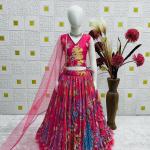 Girls Designer Peacock Print Lehenga Choli Set
