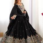 Designer Black Embroidered Lehenga Choli with Heavy Heritage Border & Dupatta