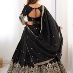 Designer Black Embroidered Lehenga Choli with Heavy Heritage Border & Dupatta
