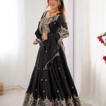 Designer Black Embroidered Lehenga Choli with Heavy Heritage Border & Dupatta