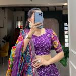 Purple Bandhani Print Lehenga Choli with Multicolor Patola Dupatta