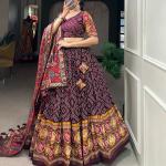 Maroon Bandhani Print Lehenga Choli with Multicolor Patola Dupatta