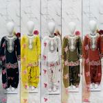 Girls Rust Orange Embroidered Kurta Salwar Set with Dupatta