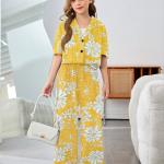 Girls Mustard Yellow Floral Printed Co-Ord Set