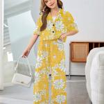 Girls Mustard Yellow Floral Printed Co-Ord Set