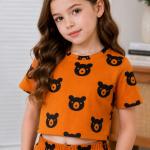 Girls Mustard Bear Print Co-Ord Set