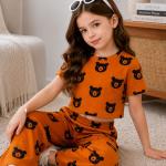 Girls Mustard Bear Print Co-Ord Set