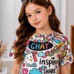 Girls Multicolor Graphic Printed Co-Ord Set
