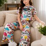 Girls Multicolor Graphic Printed Co-Ord Set