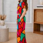 Girls Multicolor Geometric Printed Co-Ord Set