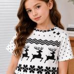 Girls White & Black Printed Co-Ord Set
