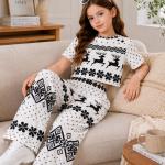 Girls White & Black Printed Co-Ord Set