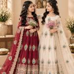 Girls Maroon Anarkali Dress with Dupatta