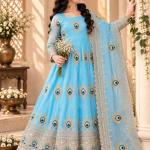 Girls Sky Blue Anarkali Gown with Dupatta