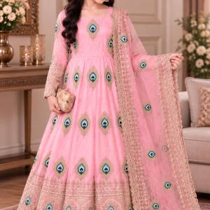 Girls Baby Pink Anarkali Dress with Dupatta
