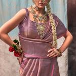Sempiternal Lavender Kanjivaram Silk Saree With Snazzy Blouse Piece