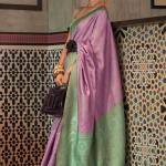 Pretty Lavender Soft Banarasi Silk Saree With Precious Blouse Piece