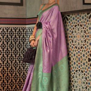Pretty Lavender Soft Banarasi Silk Saree With Precious Blouse Piece