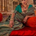 Staring Rama Kanjivaram Silk Saree With Divine Blouse Piece