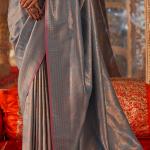 Sempiternal Firozi Kanjivaram Silk Saree With Vestigial Blouse Piece