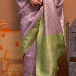 Petrichor Lavender Soft Banarasi Silk Saree With Susurrous Blouse Piece