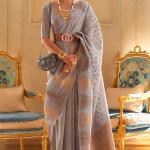 Surreptitious Grey Soft Banarasi Silk Saree With Splendorous Blouse Piece