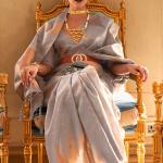 Surreptitious Grey Soft Banarasi Silk Saree With Splendorous Blouse Piece