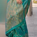 Redolent Rama Kanjivaram Silk Saree With Serendipity Blouse Piece
