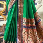 Preferable Green Paithani Silk Saree With Verdant Blouse Piece