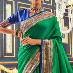 Preferable Green Paithani Silk Saree With Verdant Blouse Piece
