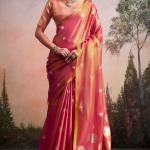 Ornate Pink Banarasi Tissue Silk Saree With Imaginative Blouse Piece