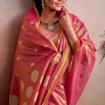 Ornate Pink Banarasi Tissue Silk Saree With Imaginative Blouse Piece
