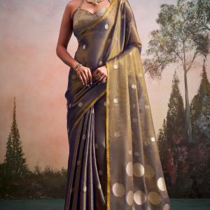 Scrumptious Golden Banarasi Tissue Silk Saree With Splendiferous Blouse Piece