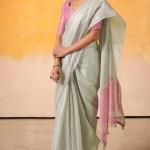 Woebegone Pista Soft Banarasi Tissue Silk Saree With Splendiferous Blouse Piece