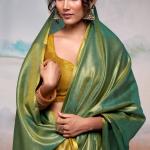 Fantabulous Green Soft Banarasi Tissue Silk Saree With Skinny Blouse Piece