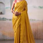 Mesmeric Mustard Soft Banarasi Tissue Silk Saree With Ephemeral Blouse Piece