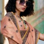 Flattering Peach Cotton Silk Saree With Vivacious Blouse Piece