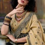Fancifull Light Brown Cotton Silk Saree With Lissome Blouse Piece