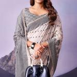 Flattering White and Black Cotton Silk Saree With Divine Blouse Piece