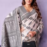 Ornate White and Black Cotton Silk Saree With Lagniappe Blouse Piece