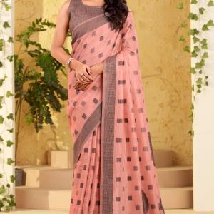 Innovative Peach Cotton Silk Saree With Charismatic Blouse Piece