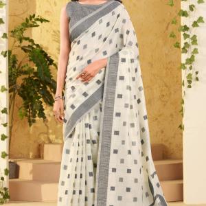 Ornate Beige Cotton Silk Saree With Ebullience Blouse Piece